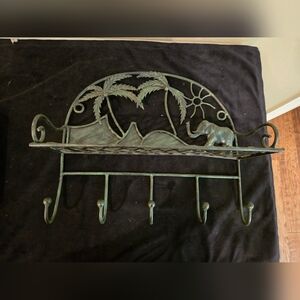 Elephant and Palm Tree Wall Hook Rack